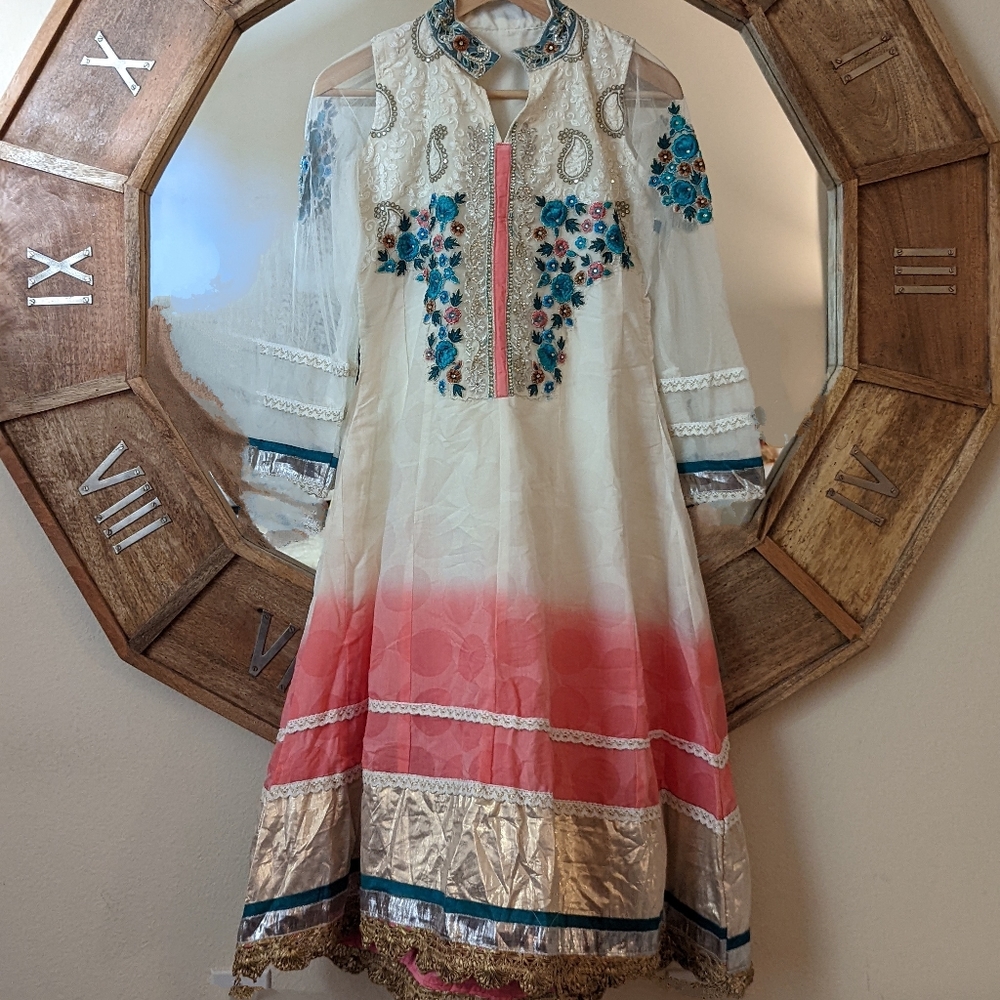 Ombre Metallic Kurta Indian Pakistani Dress - Picture 16 of 16